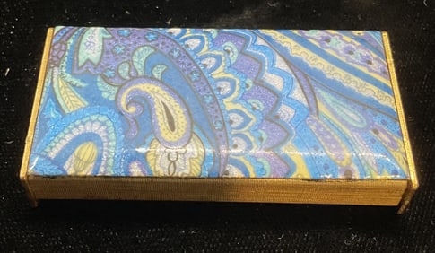 Schildkraut Gold Tn Blue Enamel Trinket Box