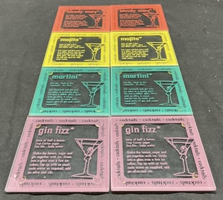 Set 8 Colorful Glass Coasters