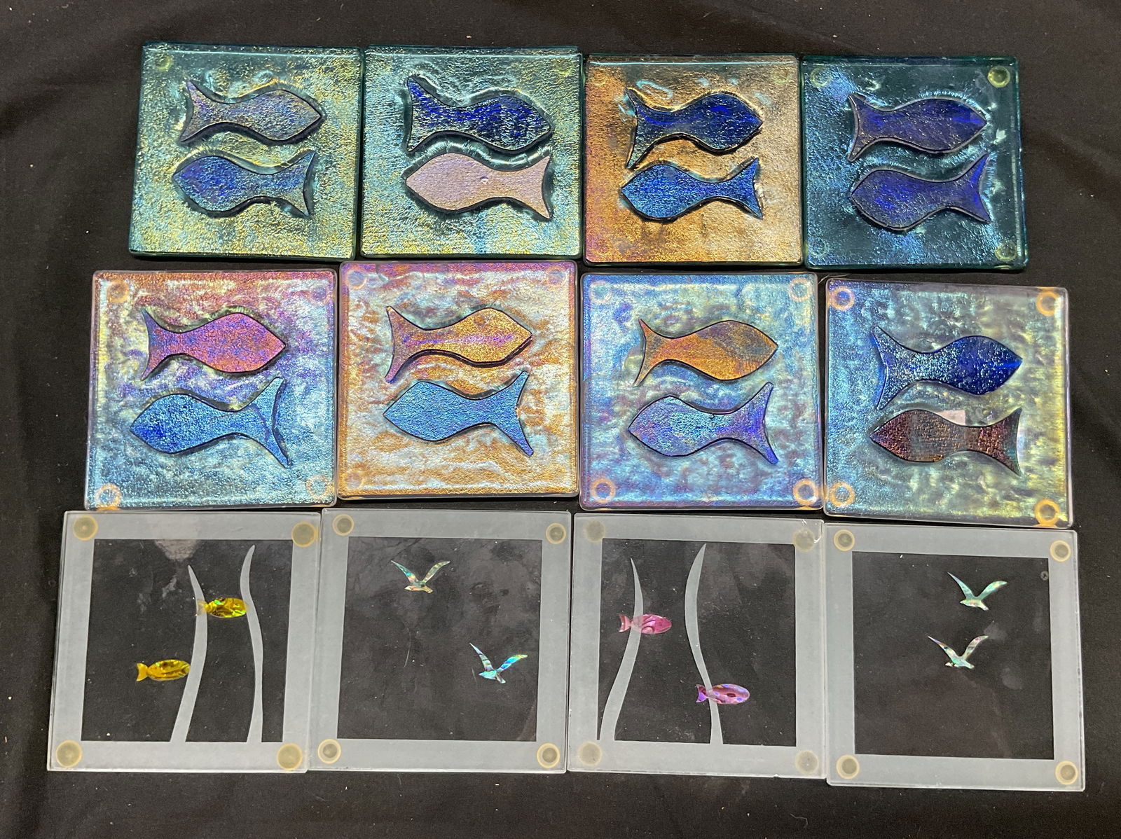 Group lot 12 Art Glass Fish Motif Coasters (1 of 8)
