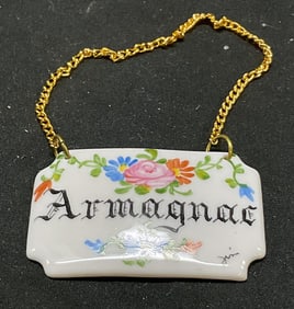 Limoges Porcelain Armagnac Bottle Label France