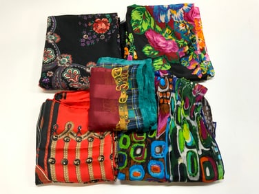 Lot 5 JP Assorted Floral&Plaid Print Scarfs ITALY