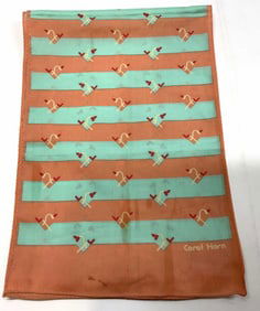 Carol Horn Orange Geometric Pattern Oblong Scarf