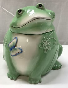 FITZ & FLOYD Living Color Frog Ceramic Cookie Jar