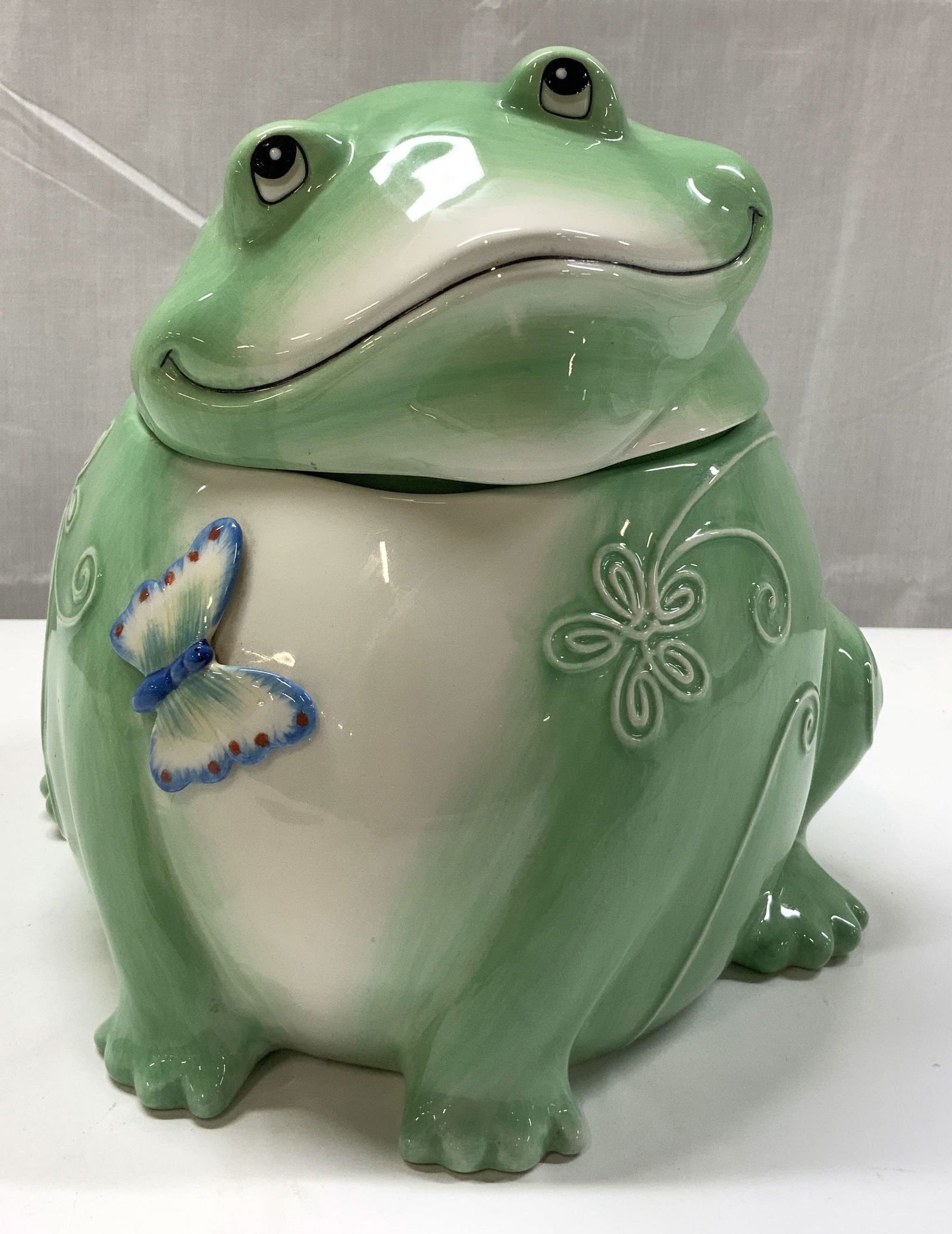 FITZ & FLOYD Living Color Frog Ceramic Cookie Jar (1 of 7)