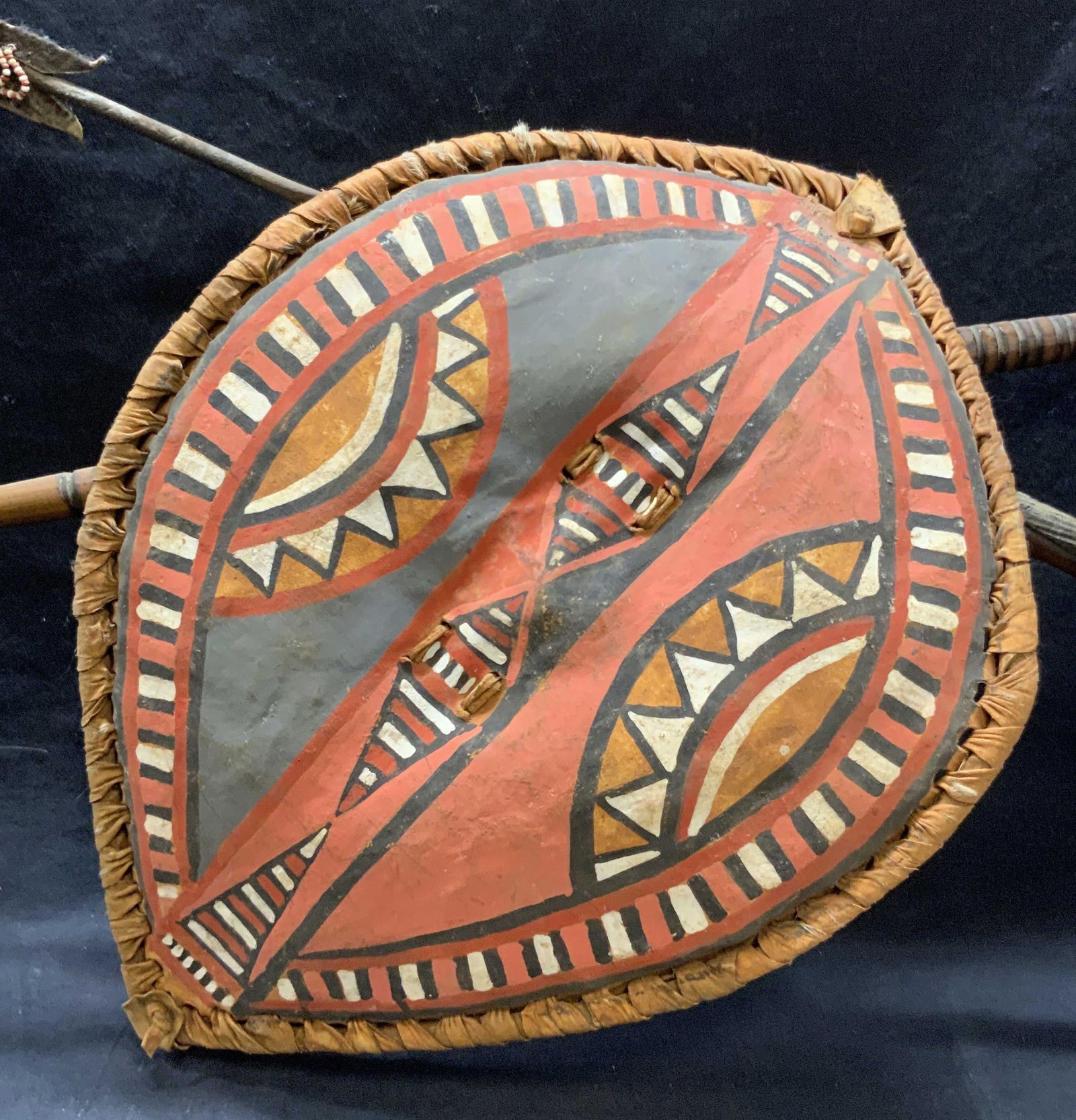 Vintage African Maasai Warrior Shield & Spears (1 of 14)