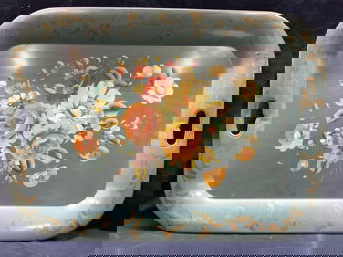 Vintage Hand Painted Toleware Centerpiece Platter