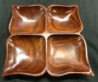MCM Divided Wooden Serving Tray Brown