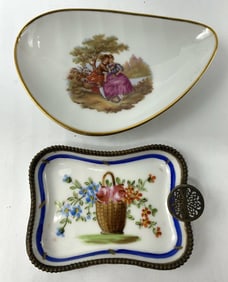 2 LIMGOES Porcelain Trinket Couple Dish FRANCE