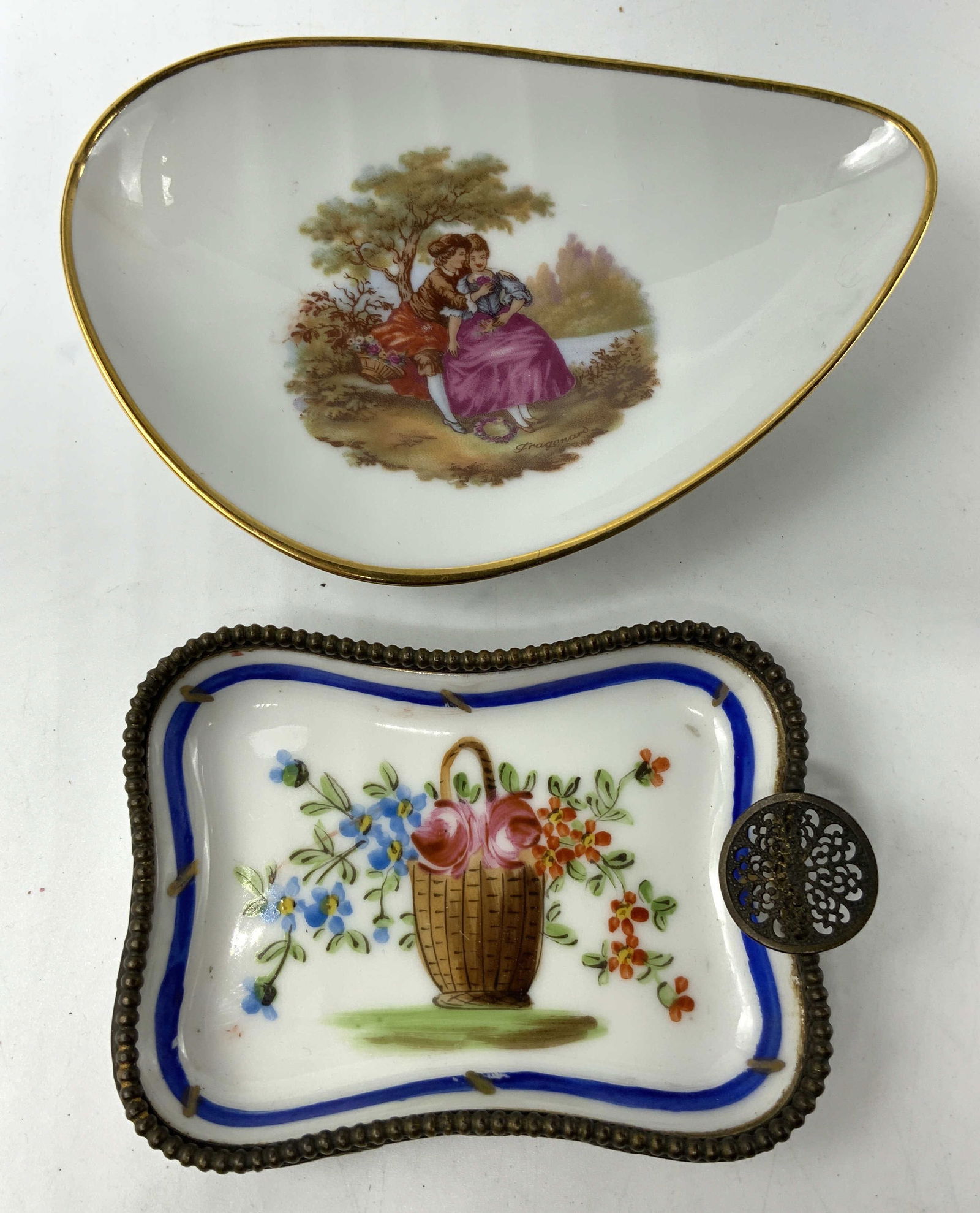 2 LIMGOES Porcelain Trinket Couple Dish FRANCE (1 of 7)