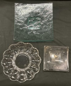 3 Glass Pedestal Serving Plates
