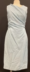 Carolina Herrera Blue Wool Sleeveless Dress USA