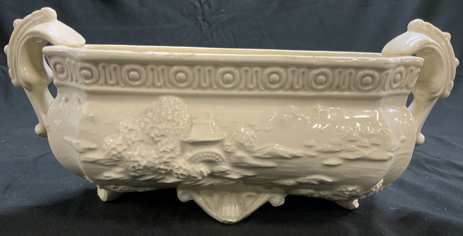 Vintage Ceramic Cache Pot W Handles JAPAN (1 of 10)