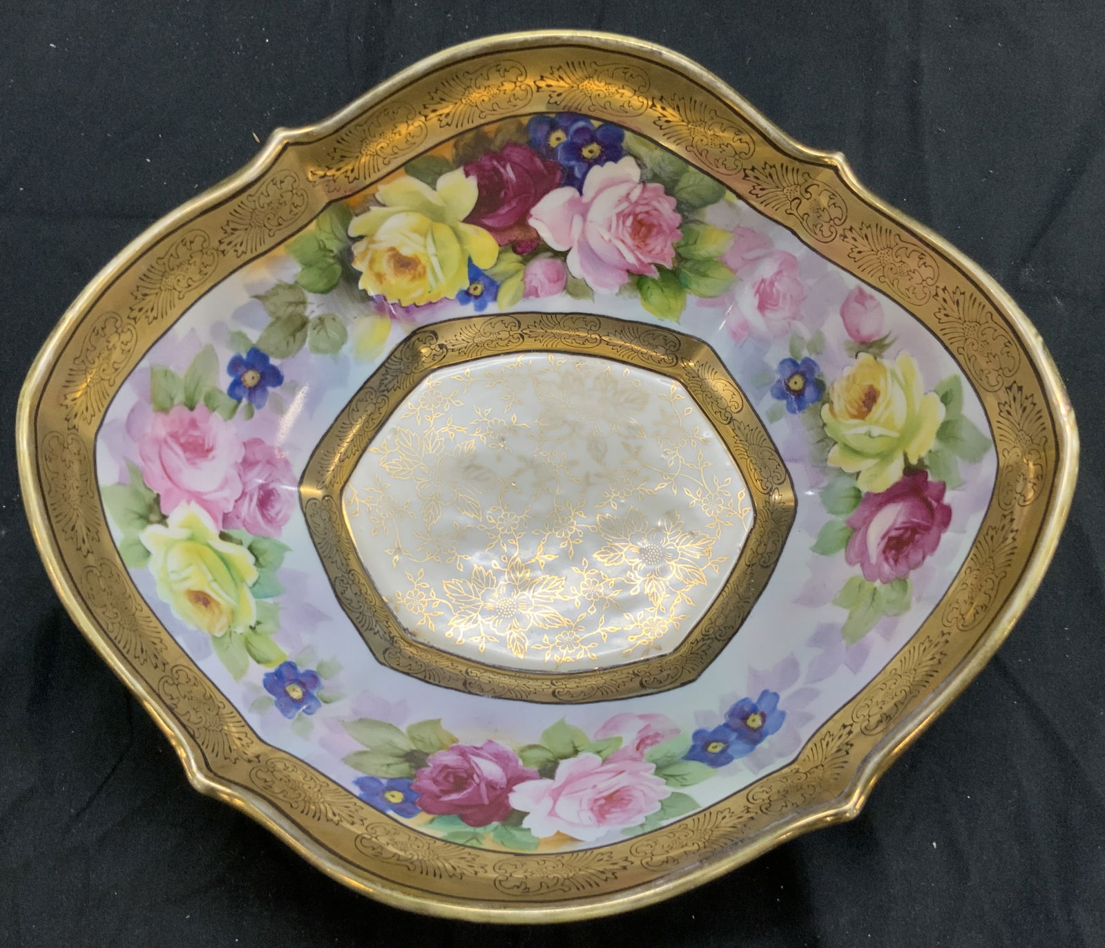 NORITAKE H Painted Asian Porcelain Bowl JAPAN: Underside is marked NORITAKE HAND PAINTED MADE IN JAPAN. Bowl is vintage and porcelain. Piece has intricate hand painted floral and leaf detail. Bowl also has gilt rim and gilt floral and leaf detaili