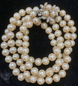 Vintage Faux Pearl Crystal Choker Necklace