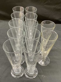 Set 12 Fluted Clear Crystal Glass Cups