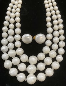 Lot 2 Vtg Trifari Faux Pearl Earrings & Necklace