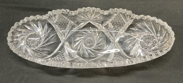 Antique American Brilliant Period Cut Crystal Dish