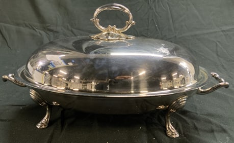 Electro Plated Footed Serv Dish W Lid & Handles