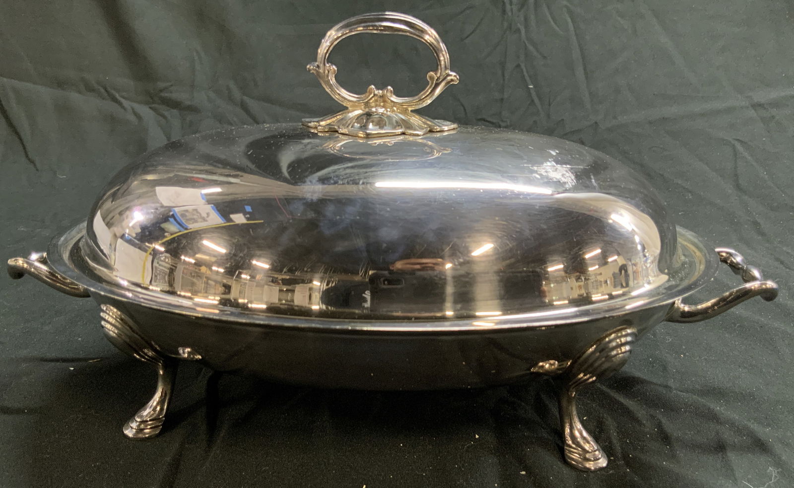 Electro Plated Footed Serv Dish W Lid & Handles (1 of 8)
