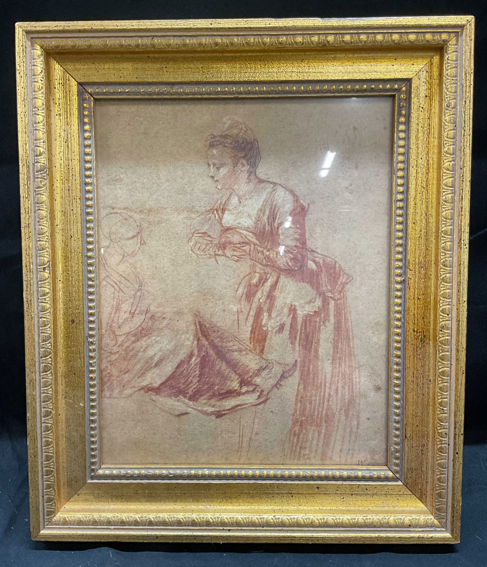 Framed Watteau Woman Standing Print (1 of 6)