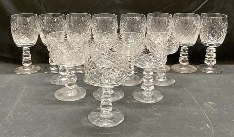 Set 24 Cut Crystal Wine & Coupe Glasses