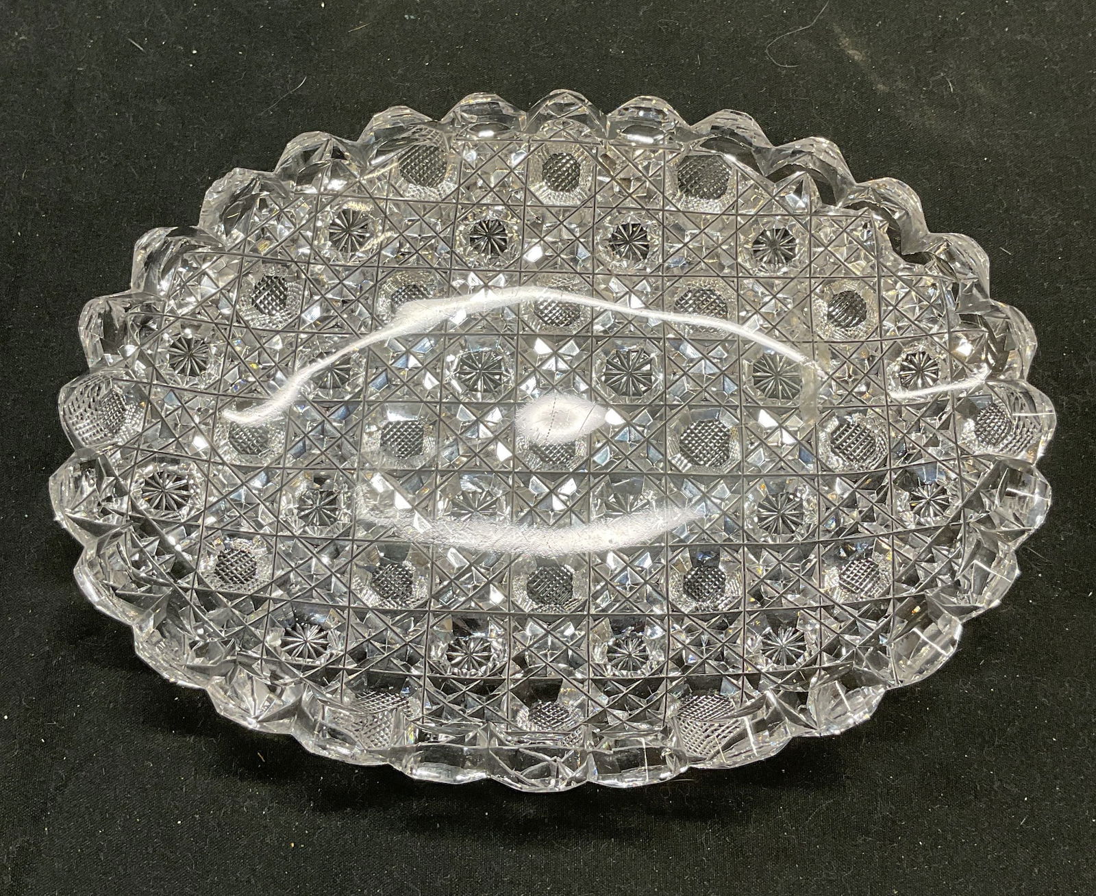 Antique EAPG Overall Hob Cut Glass Dish (1 of 6)