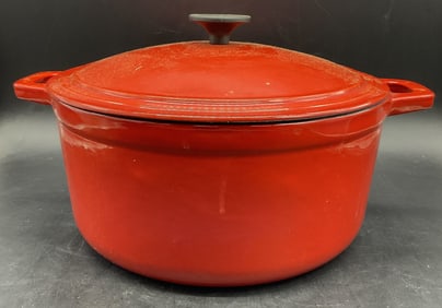 MARTHA STEWART Red Enamel Cast Iron Dutch Oven