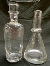 Lot 2 Art Glass Decanter W Stopper & Vase