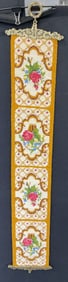 Vntg Handmade Floral Motif Needlepoint Bell Pull