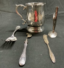 Lot 5 Assorted Silver Plate & Pewter Tabletop