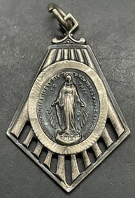 STERLING SILVER Mother Mary Religious Pendant