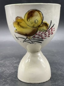 Vintage Hand Painted Chick Motif Ceramic Egg Cup