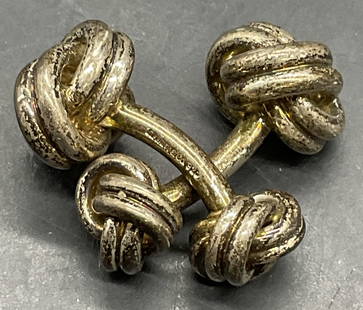 Pr TIFFANY & CO. Signed Sterling Silver Cuff Links: Pair of TIFFANY & CO. Signed Sterling Silver Cuff Links. Signed 925, TIFFANY & CO. Total weight .53 ozt. Measures approx. 1L x .5W in. Discoloration and surface wear present. Sterling jewelry, Vintage