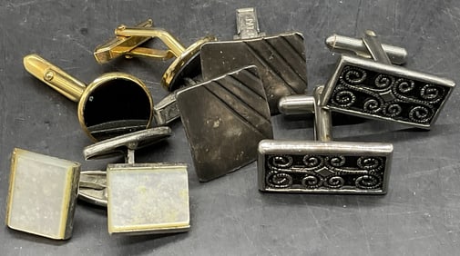Lot 4 Vintage Cuff Links, Mother of Pearl & More