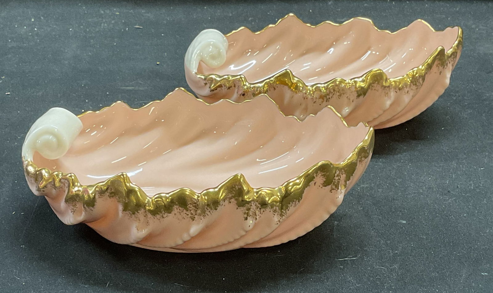 Pair Lenox Gilt Pink Porcelain Dishes USA (1 of 6)