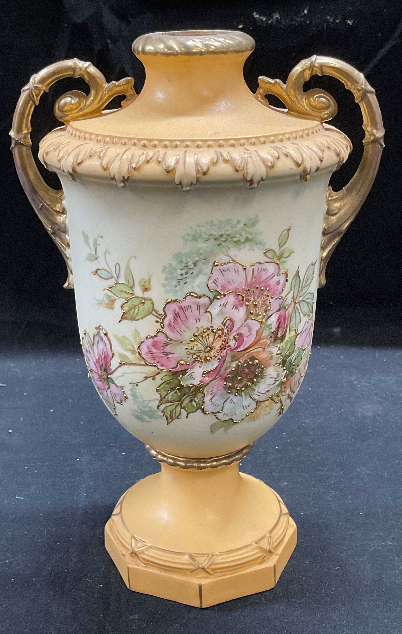 Vtg Signed Floral Porcelain Urn Vase, Austria (1 of 6)