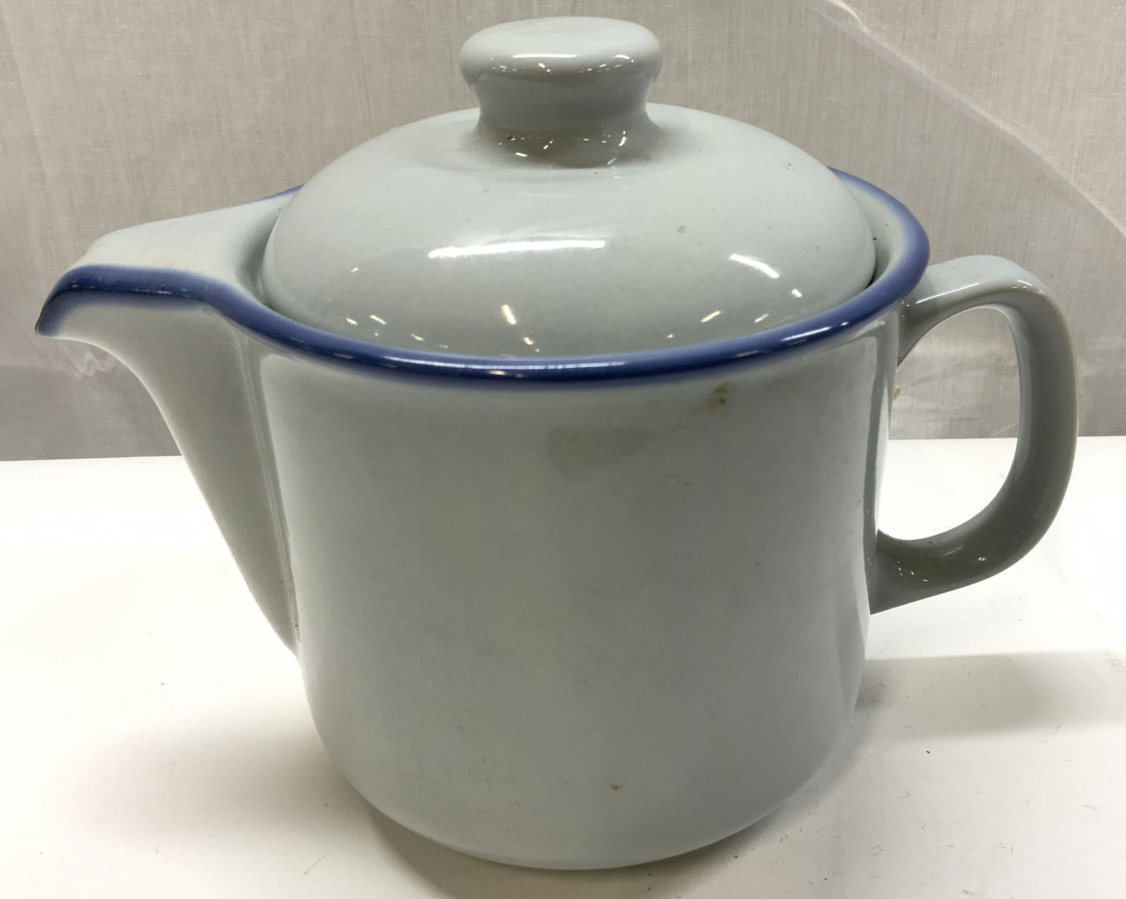 Vntg Retro Blue & Grey Ceramic Teapot Pitcher (1 of 6)