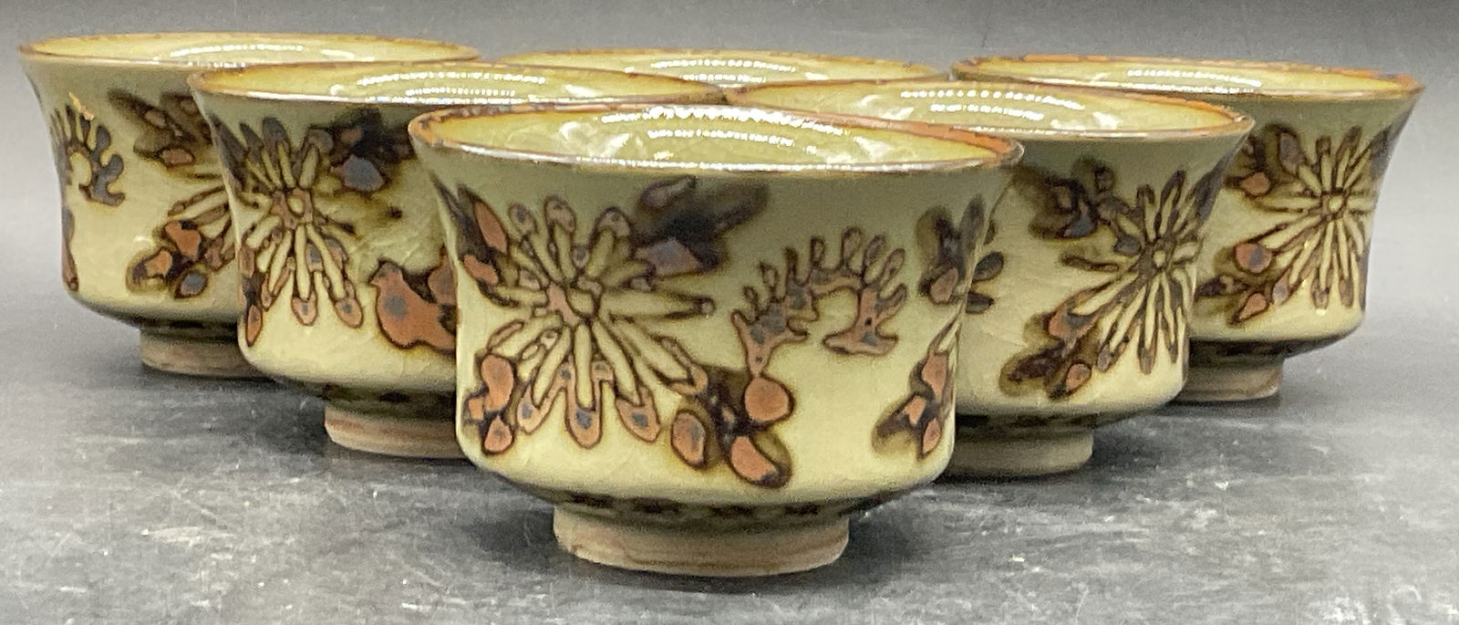 Set 6 OMC Vintage Floral Motif Ceramic Cups, Japan (1 of 7)