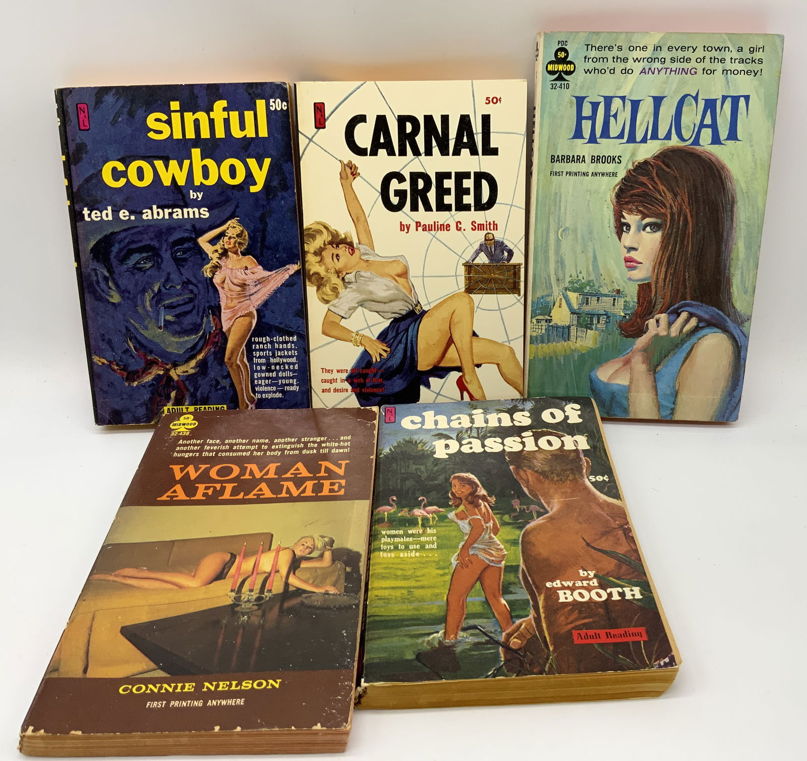 Lot 5 Vntg Pulp Fiction Erotica Books 1960s SMITH+ (1 of 12)