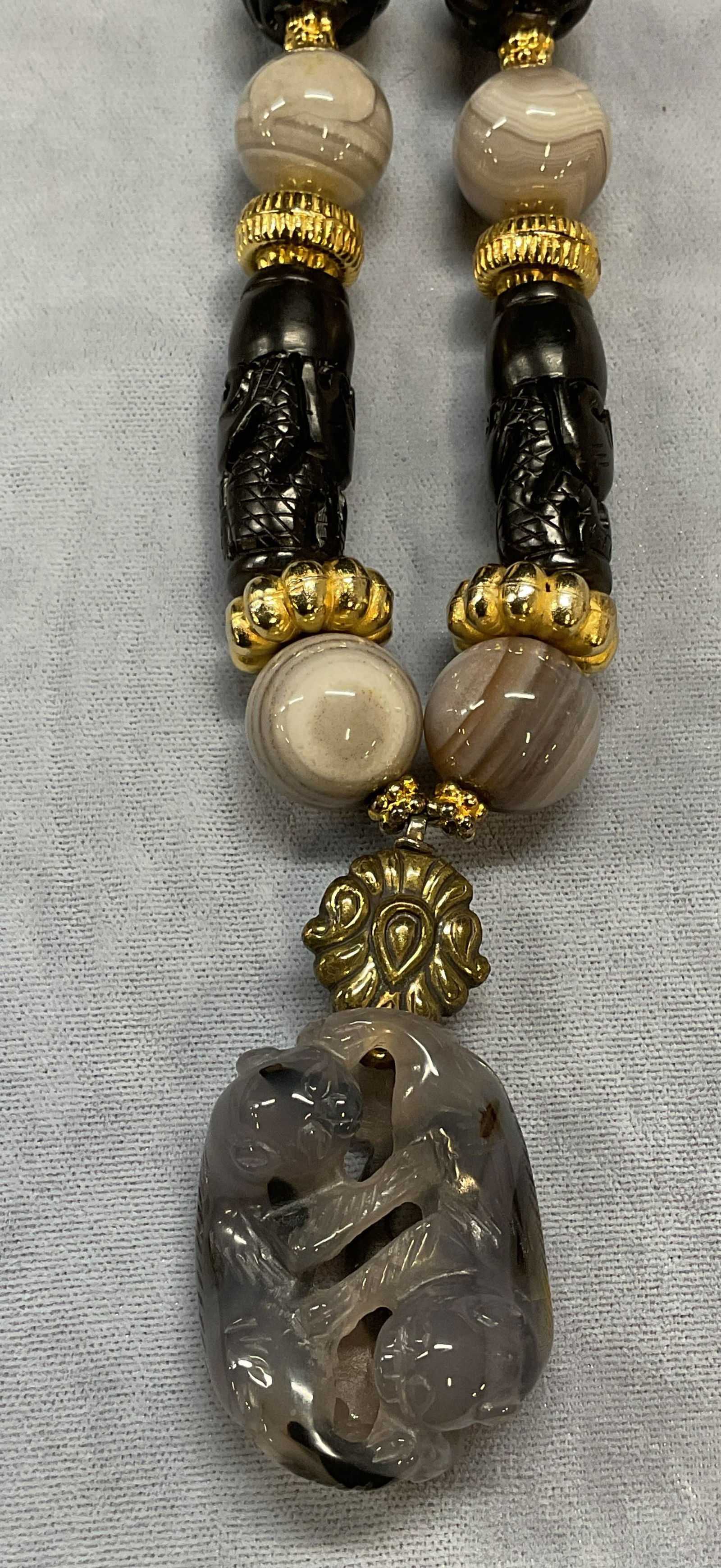 Vintage Agate Beaded Pendant Necklace (1 of 8)