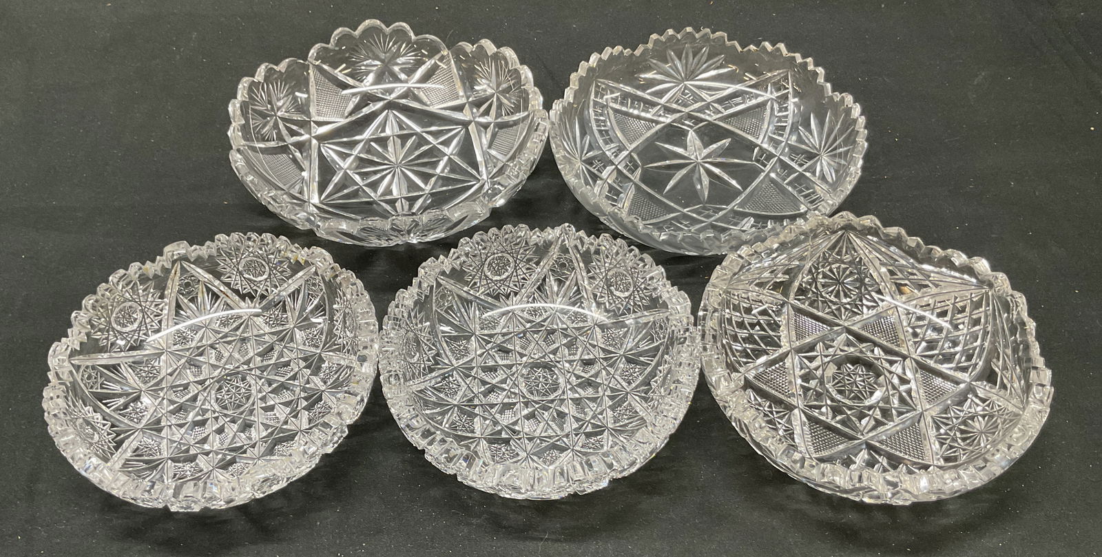 Set 5 American Brilliant Period Cut Crystal Dish (1 of 5)