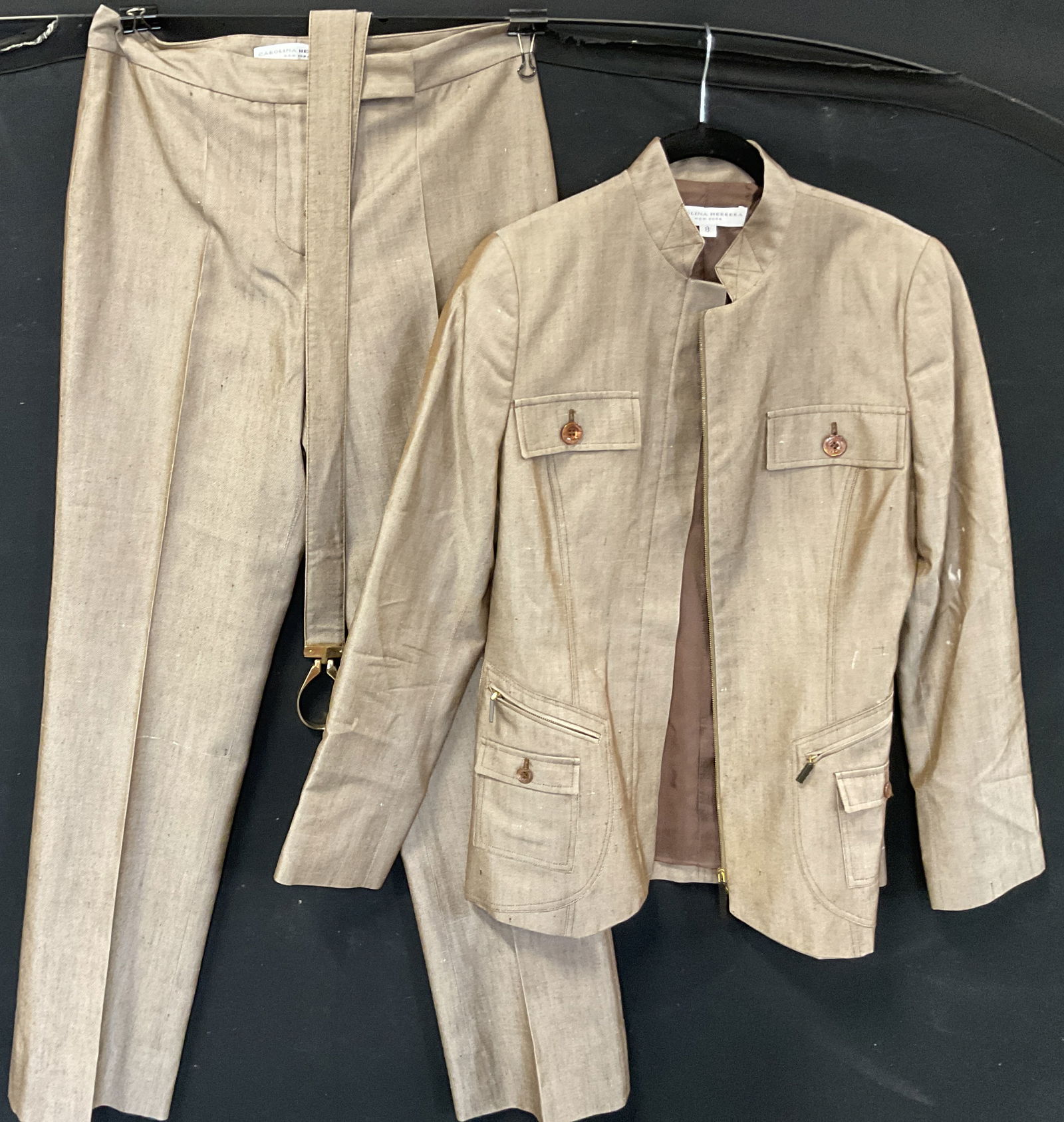 Set 3 Vtg Carolina Herrera Polyester Jacket Pants (1 of 7)