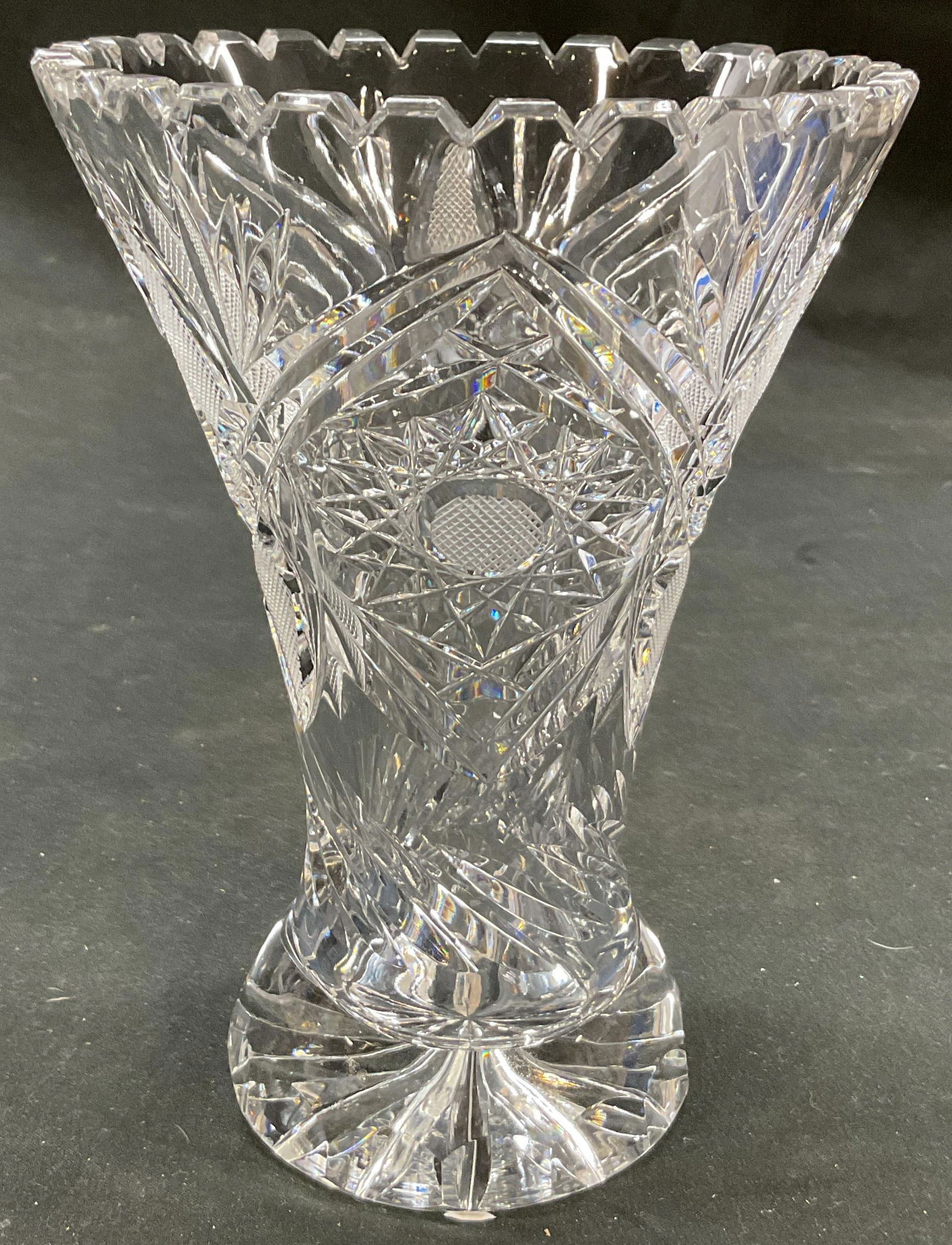Vtg American Brilliant Period Cut Crystal Vase (1 of 6)