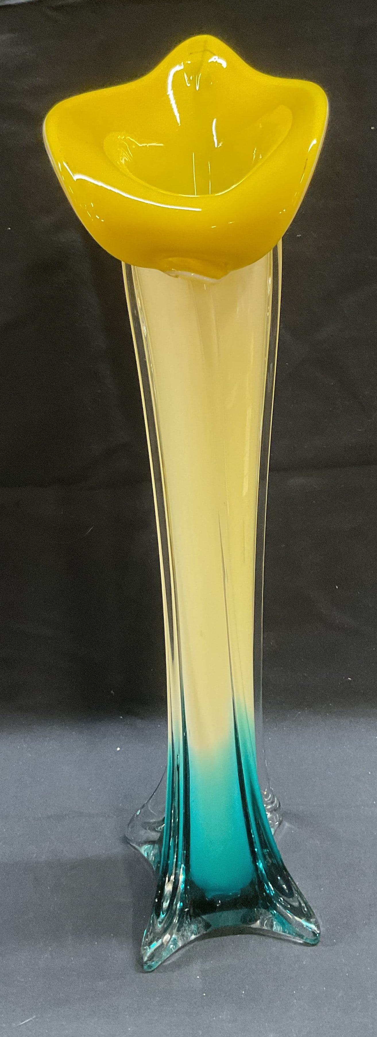 Yellow to Blue Art Glass Jack In The Pulpit Vase (1 of 6)