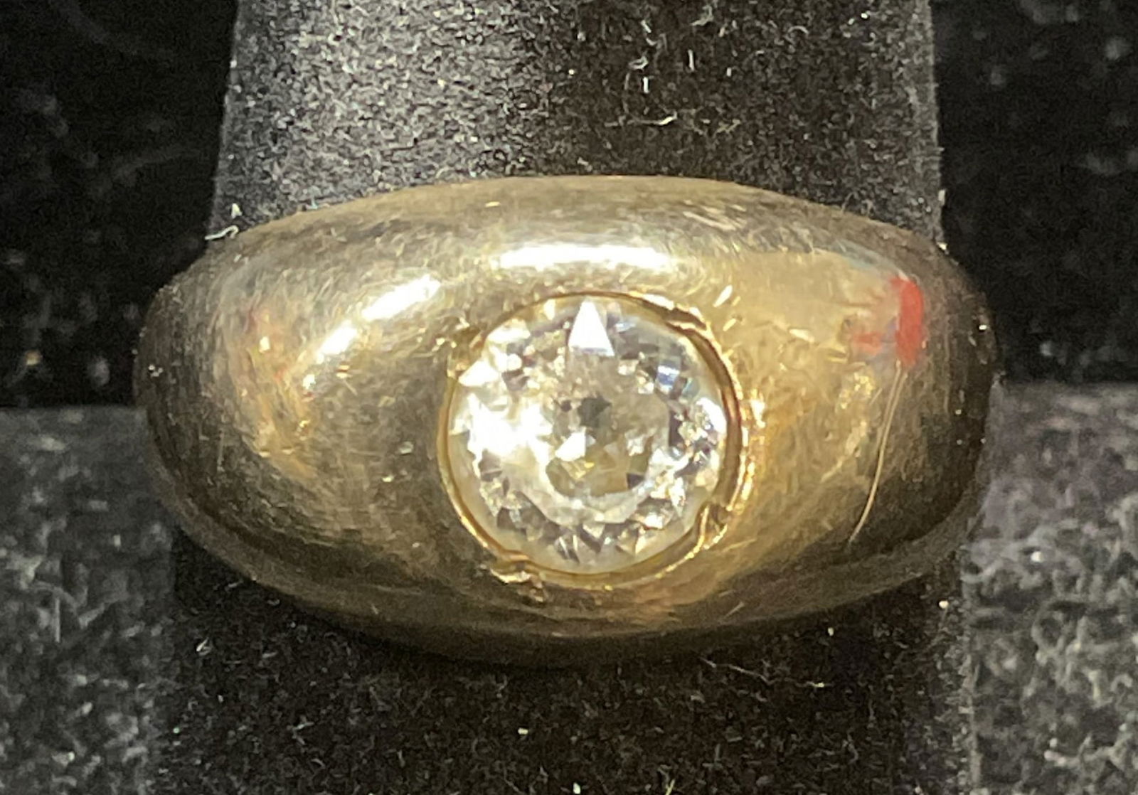 Vtg 14k Gold Plated Crystal Solitaire Ring (1 of 5)