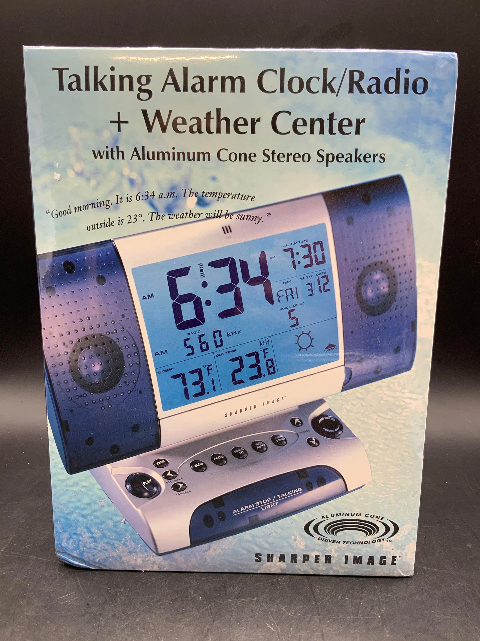 SHARPER IMAGE TALKING ALARM CLOCK RADIO NIB (1 of 6)
