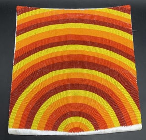 Vintage Handmade Seed Beaded Throw Pillow Case