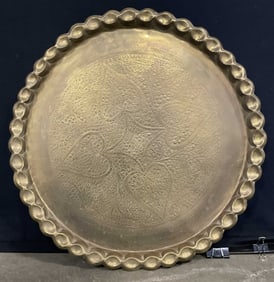 Vintage Round Brass Serving Tray