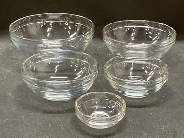 Vtg Set 9 Anchor Hocking Glass Nesting Bowls USA