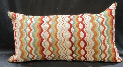 Green Orange Wavy Striped Down Feather Pillow